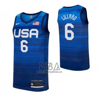 Camiseta USA 2021 Damian Lillard NO 6 Azul