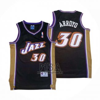 Camiseta Utah Jazz Carlos Arroyo NO 30 Retro Negro