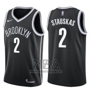 Camiseta Brooklyn Nets Nik Stauskas NO 2 Icon 2017-18 Negro