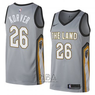 Camiseta Cleveland Cavaliers Kyle Korver NO 26 Ciudad 2018 Gris