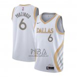 Camiseta Dallas Mavericks Kristaps Porzingis NO 6 Ciudad 2020-21 Blanco