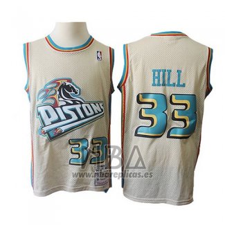 Camiseta Detroit Pistons Grant Hill NO 33 Retro Crema