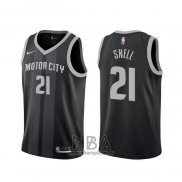 Camiseta Detroit Pistons Tony Snell NO 21 Ciudad 2019-20 Negro