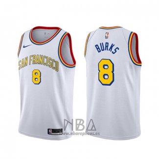 Camiseta Golden State Warriors Alec Burks NO 8 Classic Edition 2019-20 Blanco