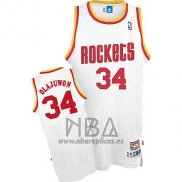 Camiseta Houston Rockets Hakeem Olajuwon NO 34 Retro Blanco2