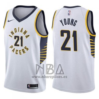 Camiseta Indiana Pacers Thaddeus Young NO 21 Association 2017-18 Blanco