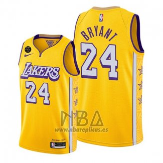 Camiseta Los Angeles Lakers Kobe Bryant NO 24 Ciudad 2019-20 Amarillo