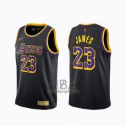 Camiseta Los Angeles Lakers LeBron James NO 23 Earned 2020-21 Negro