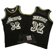 Camiseta Los Angeles Lakers Magic Johnson NO 32 Camuflaje Negro