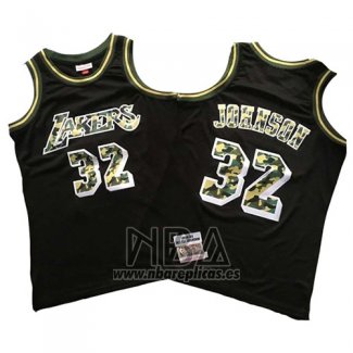 Camiseta Los Angeles Lakers Magic Johnson NO 32 Camuflaje Negro