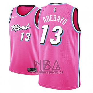 Camiseta Miami Heat Bam Adebayo NO 13 Earned 2018-19 Rosa