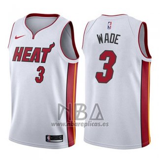 Camiseta Miami Heat Dwyane Wade NO 3 Association 2017-18 Blanco