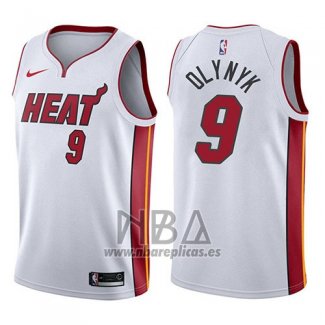 Camiseta Miami Heat Kelly Olynyk NO 9 Association 2017-18 Blanco