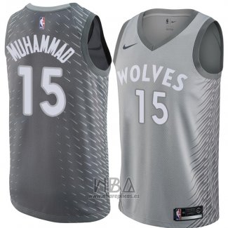 Camiseta Minnesota Timberwolves Shabazz Muhammad NO 15 Ciudad 2018 Gris