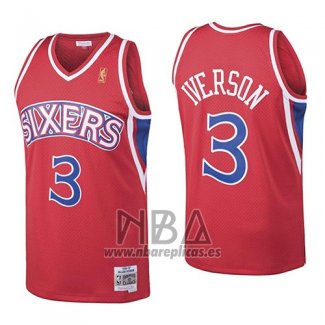 Camiseta Philadelphia 76ers Allen Iverson NO 3 Retro 1996-97 Rojo