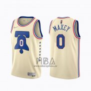 Camiseta Philadelphia 76ers Tyrese Maxey NO 0 Earned 2020-21 Crema