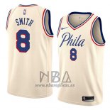 Camiseta Philadelphia 76ers Zhaire Smith NO 8 Ciudad 2018 Crema