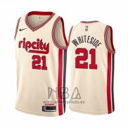 Camiseta Portland Trail Blazers Hassan Whiteside NO 21 Ciudad Crema