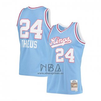 Camiseta Sacramento Kings Reggie Theus NO 24 Hardwood Classics 1985-86 Azul