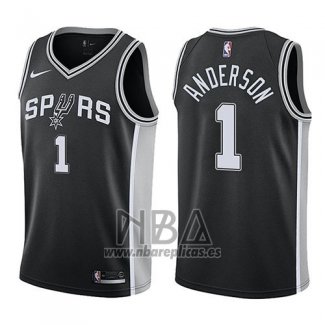 Camiseta San Antonio Spurs Kyle Anderson NO 1 Icon 2017-18 Negro