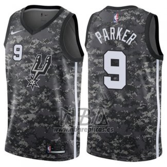 Camiseta San Antonio Spurs Tony Parker NO 9 Ciudad 2017-18 Gris