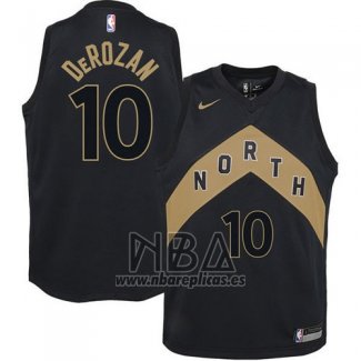 Camiseta Toronto Raptors Derozan NO 10 Ciudad 2017-18 Negro