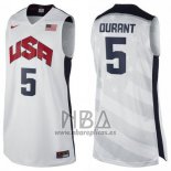 Camiseta USA 2012 Kevin Durant NO 5 Blanco