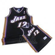 Camiseta Utah Jazz John Stockton NO 12 Retro Negro