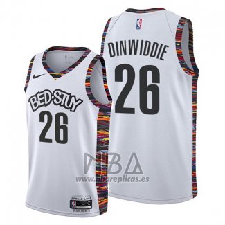 Camiseta Brooklyn Nets Spencer Dinwiddie NO 26 Ciudad Edition Blanco