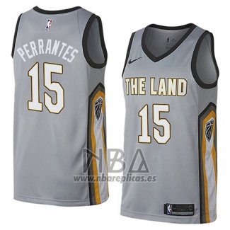 Camiseta Cleveland Cavaliers London Perrantes NO 15 Ciudad 2018 Gris