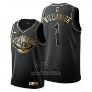 Camiseta Golden Edition New Orleans Pelicans Zion Williamson NO 1 Negro