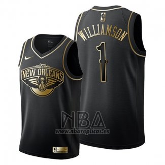 Camiseta Golden Edition New Orleans Pelicans Zion Williamson NO 1 Negro