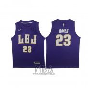 Camiseta LBJ Los Angeles Lakers Lebron James NO 23 Violeta