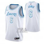 Camiseta Los Angeles Lakers LeBron James NO 6 Ciudad 2021-22 Blanco