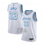 Camiseta Los Angeles Lakers Lebron James NO 23 Ciudad 2020-21 Blanco