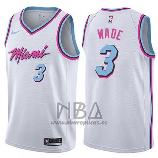 Camiseta Miami Heat Dwyane Wade NO 3 Ciudad 2017-18 Blanco