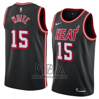 Camiseta Miami Heat Okaro White NO 15 Classic 2018 Negro