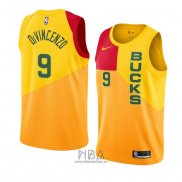 Camiseta Milwaukee Bucks Donte Divincenzo NO 9 Ciudad 2018-19 Amarillo