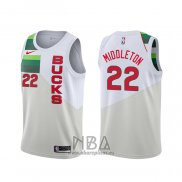 Camiseta Milwaukee Bucks Khris Middleton NO 22 Earned Blanco