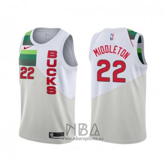 Camiseta Milwaukee Bucks Khris Middleton NO 22 Earned Blanco