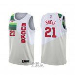 Camiseta Milwaukee Bucks Tony Snell NO 21 Earned Edition Blanco