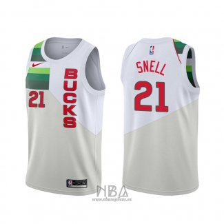 Camiseta Milwaukee Bucks Tony Snell NO 21 Earned Edition Blanco