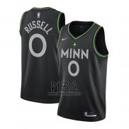 Camiseta Minnesota Timberwolves D'angelo Russell NO 0 Ciudad 2020-21 Negro