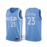 Camiseta Minnesota Timberwolves Jarrett Culver NO 23 Ciudad 2019-20 Azul