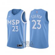 Camiseta Minnesota Timberwolves Jarrett Culver NO 23 Ciudad 2019-20 Azul