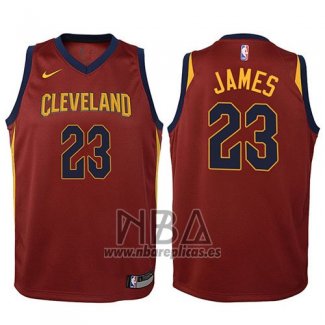 Camiseta Nino Cleveland Cavaliers LeBron James NO 23 2017-18 Rojo