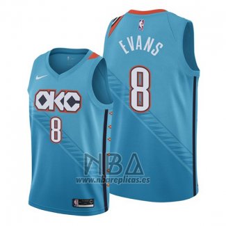 Camiseta Oklahoma City Thunder Jawun Evans NO 8 Ciudad Azul