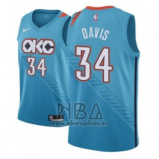 Camiseta Oklahoma City Thunder Tyler Davis NO 34 Ciudad 2018-19 Azul