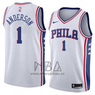 Camiseta Philadelphia 76ers Justin Anderson NO 1 Association 2018 Blanco