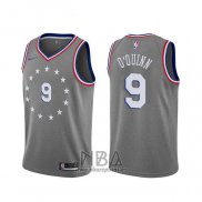 Camiseta Philadelphia 76ers Kyle O'quinn NO 9 Ciudad Gris